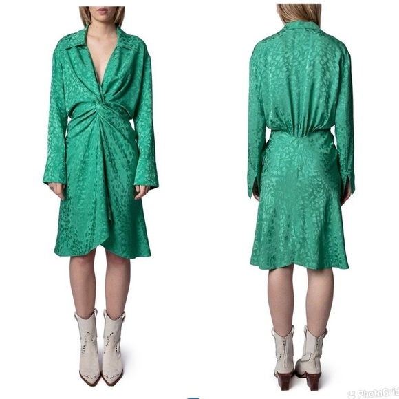 NEW Zadig & Voltaire Rozo Jac Leo Silk Dress - Picture 1 of 7